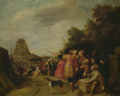 De bouw van de toren van Babel door Frans II Francken the Younger